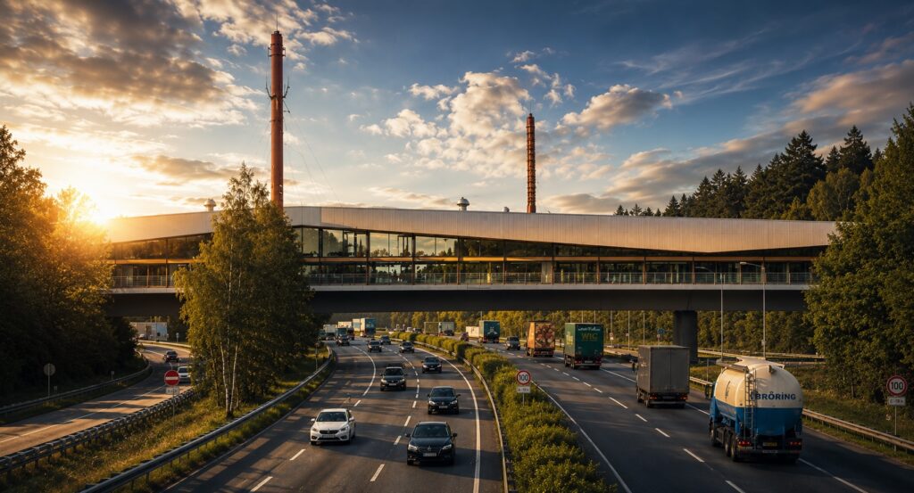 Brückenrestaurant Dammer Berge über der A1 bei Holdorf
